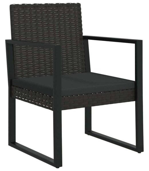 4 részes fekete polyrattan kerti bútorszett párnákkal