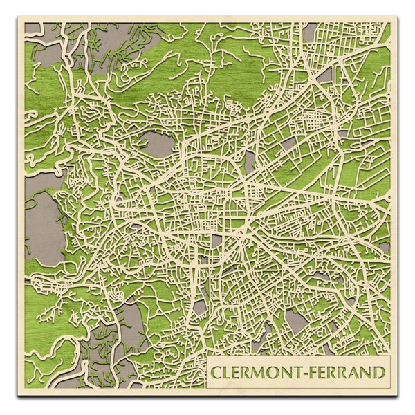 Clermont-Ferrand 3D fa várostérkép fali dekoráció – Natura Products