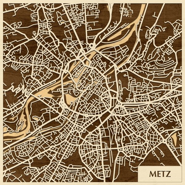 Metz 3D fa várostérkép fali dekoráció – Natura Products