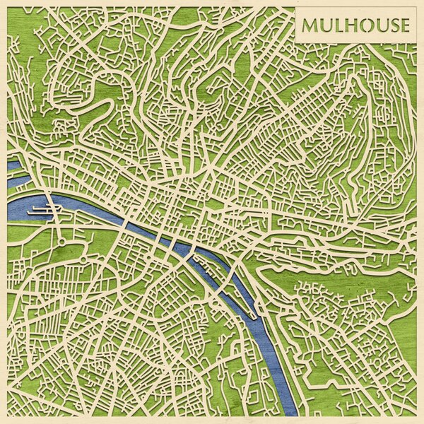 Mulhouse 3D fa várostérkép fali dekoráció – Natura Products