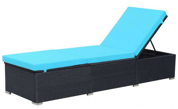 VidaXL Napozóágy - Fekete Polyrattan - 195cm