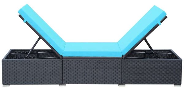 VidaXL Napozóágy - Fekete Polyrattan - 195cm