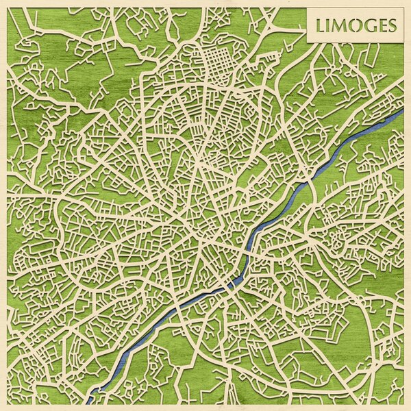 Limoges 3D fa várostérkép fali dekoráció – Natura Products