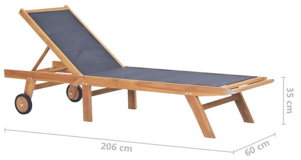 Teakfa Napozóágy - Textilén Szövet - Összecsukható - 206cm