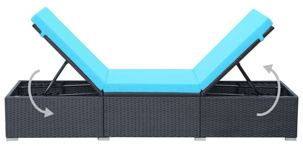 VidaXL Napozóágy - Fekete Polyrattan - 195cm