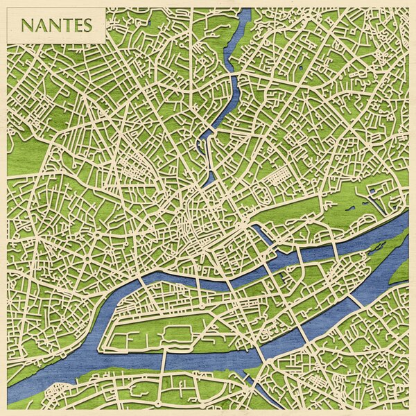 Nantes 3D fa várostérkép fali dekoráció – Natura Products