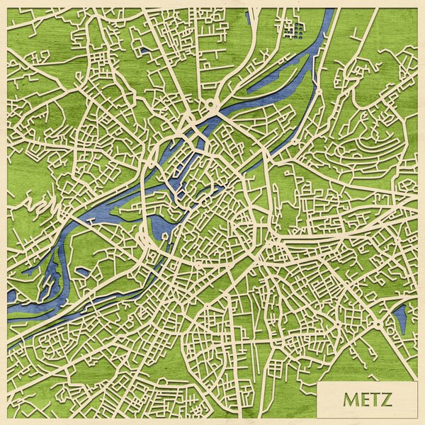Metz 3D fa várostérkép fali dekoráció – Natura Products