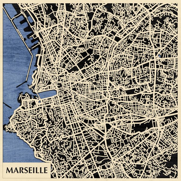 Marseille 3D fa várostérkép fali dekoráció – Natura Products