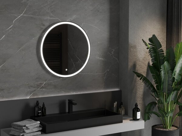 Mexen Gobi megvilágított fürdőszobai tükör, kerek 70 cm, LED 6000K, páramentes - 9801-070-070-611-00