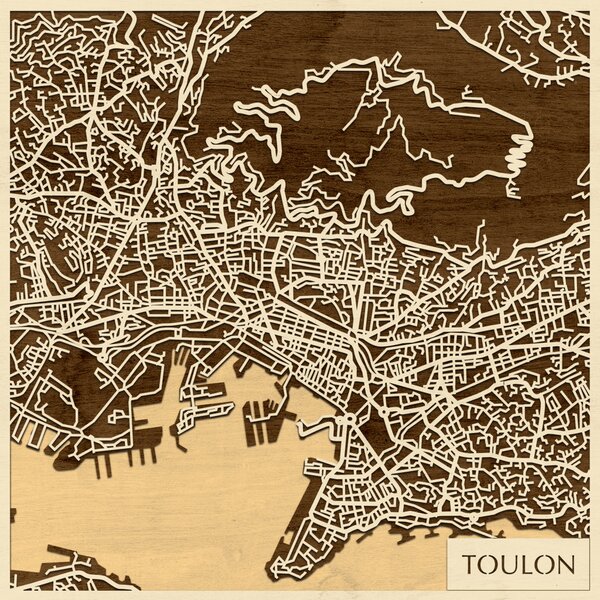 Toulon 3D fa várostérkép fali dekoráció – Natura Products