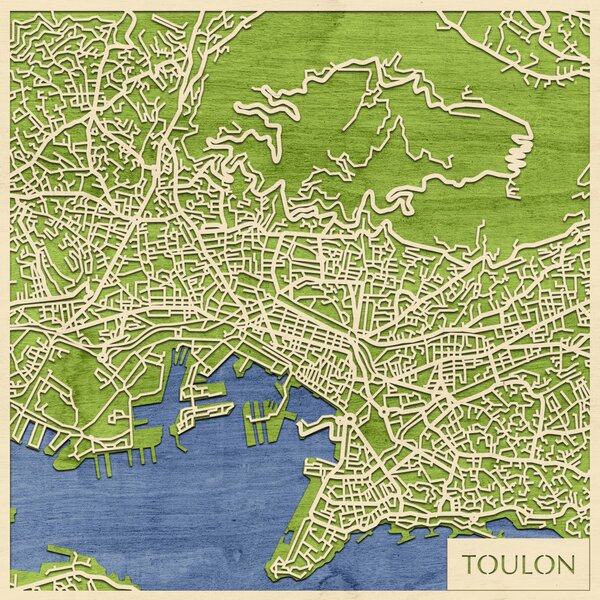 Toulon 3D fa várostérkép fali dekoráció – Natura Products