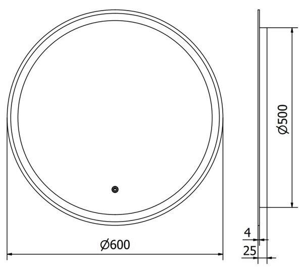 Mexen Gobi megvilágított fürdőszobai tükör, kerek 60 cm, LED 6000K, páramentesítő - 9801-060-060-611-00
