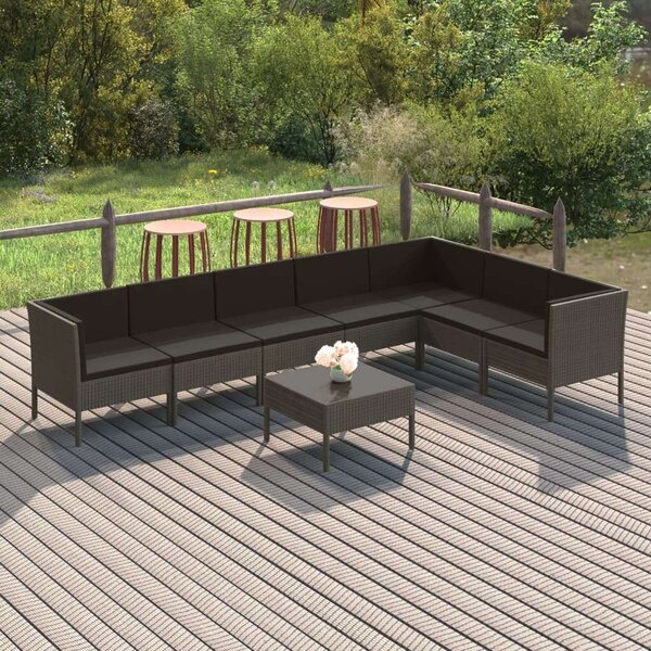 VidaXL 8 részes szürke polyrattan kerti ülőgarnitúra párnákkal