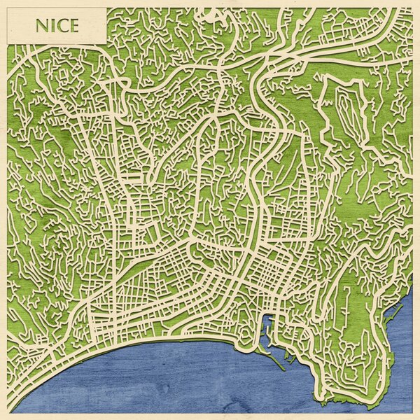 Nizza – Nice 3D fa várostérkép fali dekoráció – Natura Products