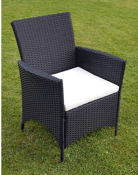 VidaXL 9-részes fekete polyrattan kültéri étkezőszett párnákkal