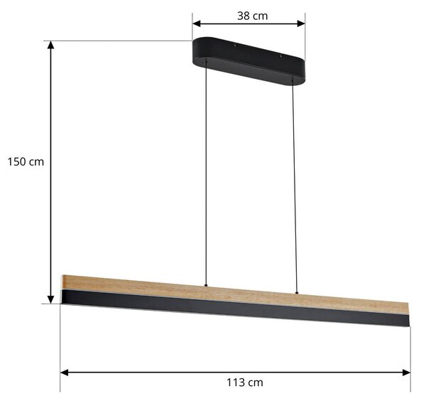 Lucande LED függő világítás Holven, fa, CCT, hosszúság 113 cm, dimmelhető, Világos fa, Nappali / Étkező, Fa, Modern