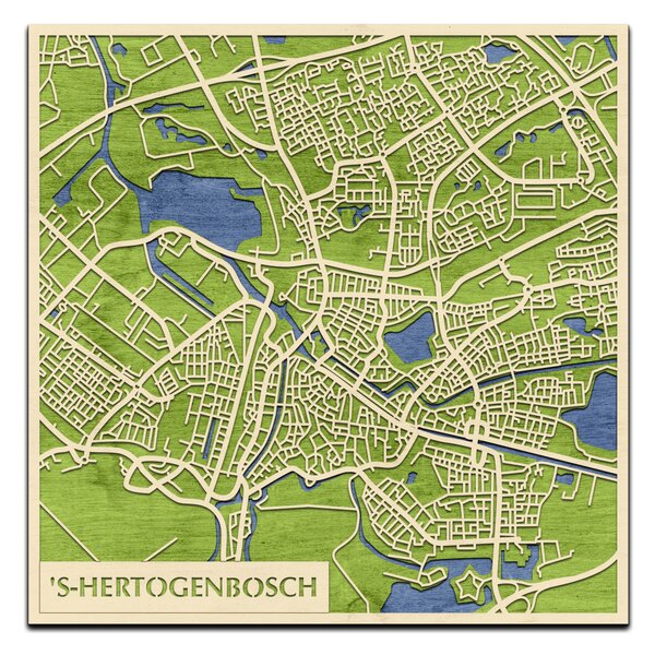 's-Hertogenbosch 3D fa várostérkép fali dekoráció – Natura Products
