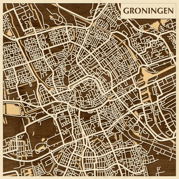 Groningen 3D fa várostérkép fali dekoráció – Natura Products
