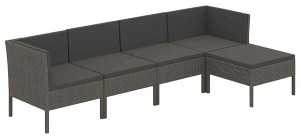 VidaXL Polyrattan Kerti Ülőgarnitúra - 5 részes - Szürke
