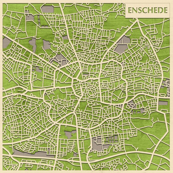 Enschede 3D fa várostérkép fali dekoráció – Natura Products