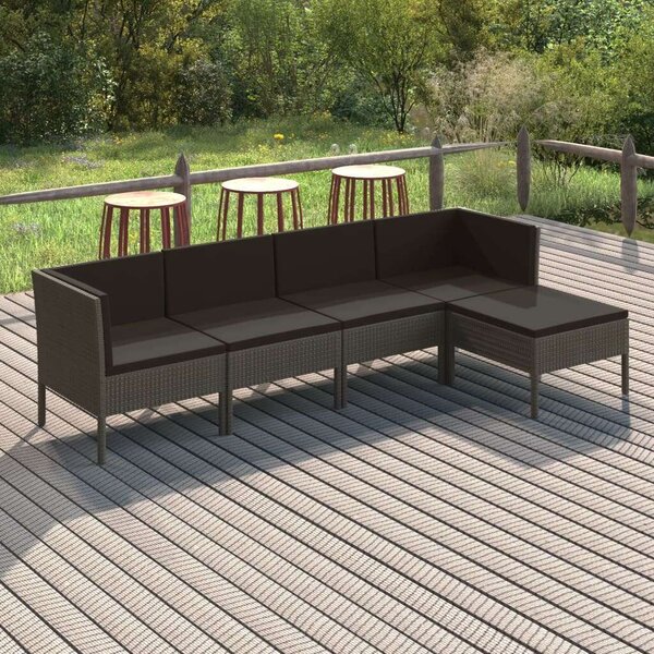 VidaXL Polyrattan Kerti Ülőgarnitúra - 5 részes - Szürke