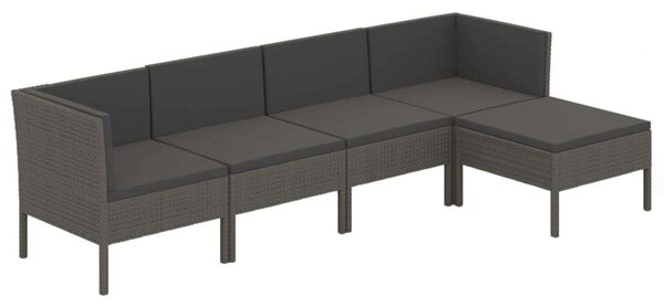 VidaXL Polyrattan Kerti Ülőgarnitúra - 5 részes - Szürke