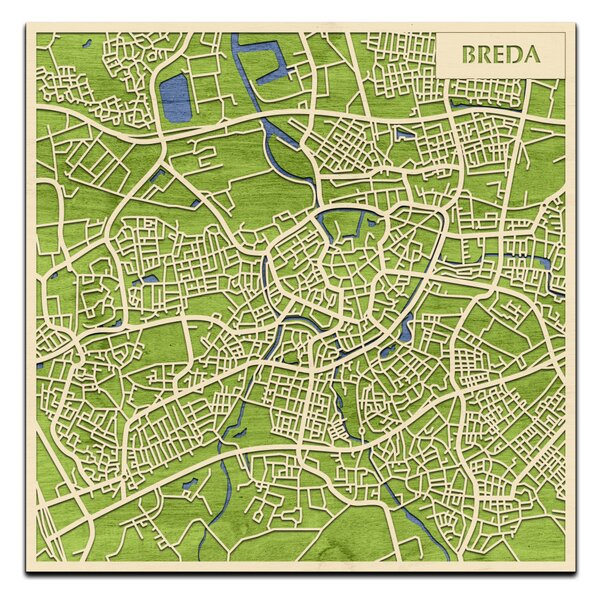 Breda 3D fa várostérkép fali dekoráció – Natura Products
