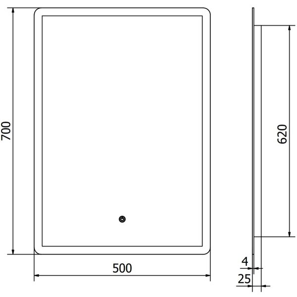 Mexen Navia fürdőszobai megvilágított tükör 50 x 70 cm, LED 6000K, páravédelem - 9803-050-070-611-00