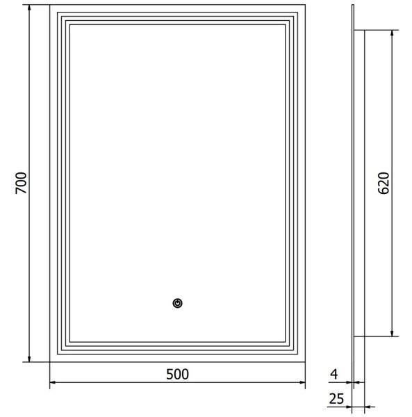 Mexen Taco LED világítású fürdőszobai tükör, 50 x 70 cm, LED 6000K, páramentes - 9805-050-070-611-00