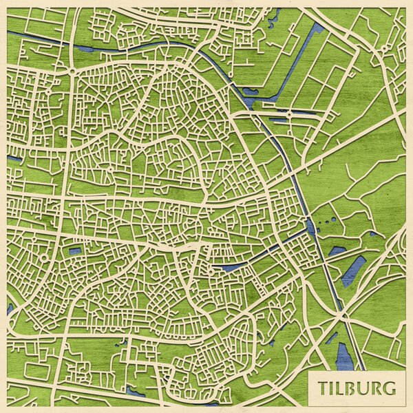 Tilburg 3D fa várostérkép fali dekoráció – Natura Products