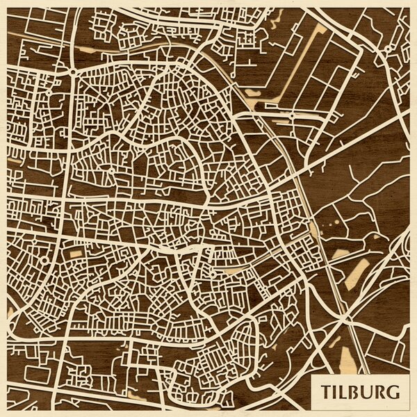 Tilburg 3D fa várostérkép fali dekoráció – Natura Products