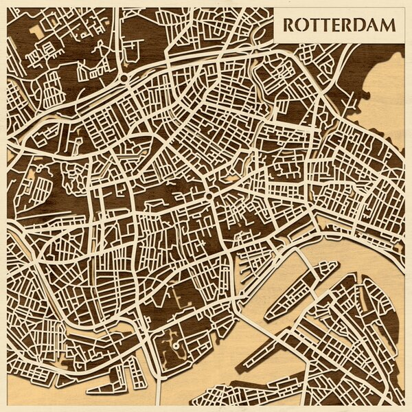 Rotterdam 3D fa várostérkép fali dekoráció – Natura Products