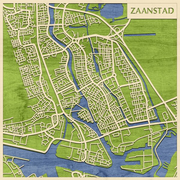 Zaanstad 3D fa várostérkép fali dekoráció – Natura Products