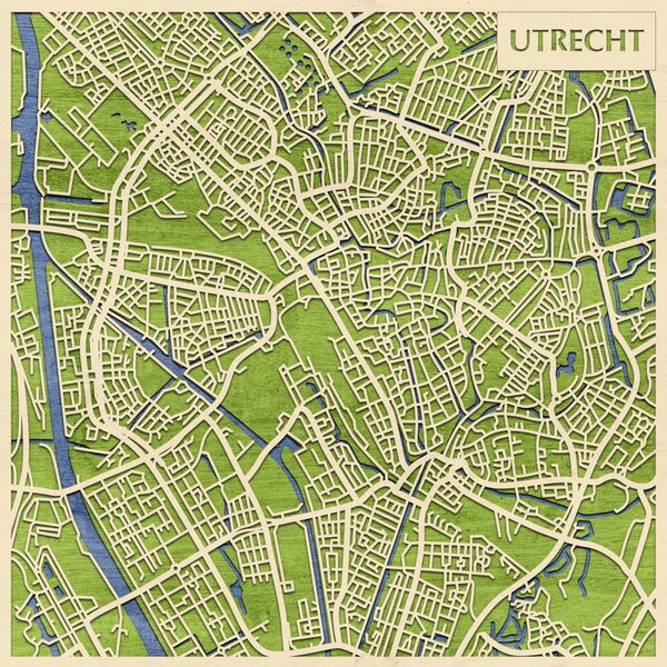 Utrecht 3D fa várostérkép fali dekoráció – Natura Products