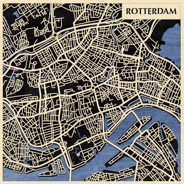 Rotterdam 3D fa várostérkép fali dekoráció – Natura Products