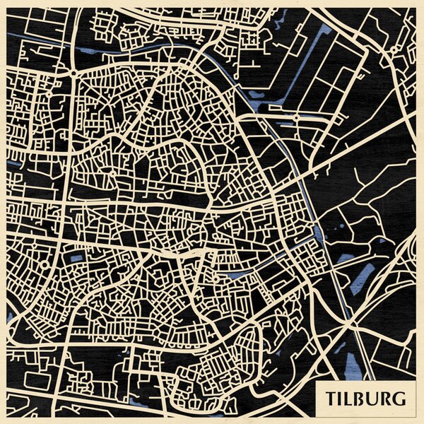 Tilburg 3D fa várostérkép fali dekoráció – Natura Products