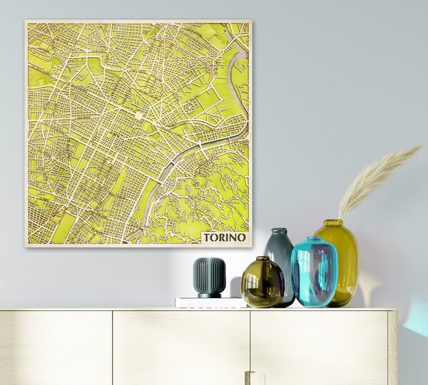 Torinó – Torino 3D fa várostérkép fali dekoráció – Natura Products