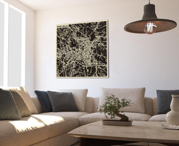 Perugia 3D fa várostérkép fali dekoráció – Natura Products