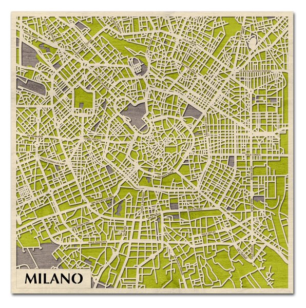 Milánó – Milano 3D fa várostérkép fali dekoráció – Natura Products