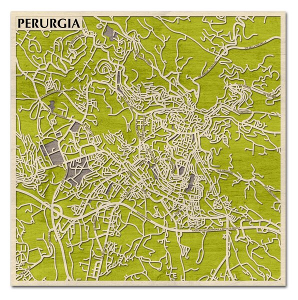 Perugia 3D fa várostérkép fali dekoráció – Natura Products