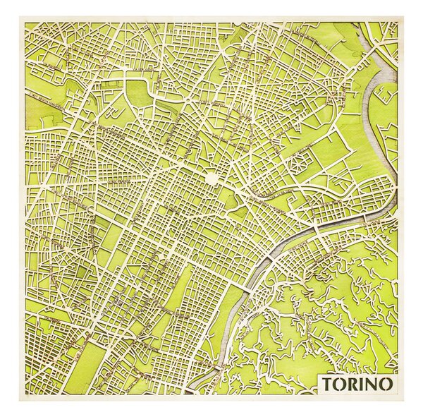 Torinó – Torino 3D fa várostérkép fali dekoráció – Natura Products