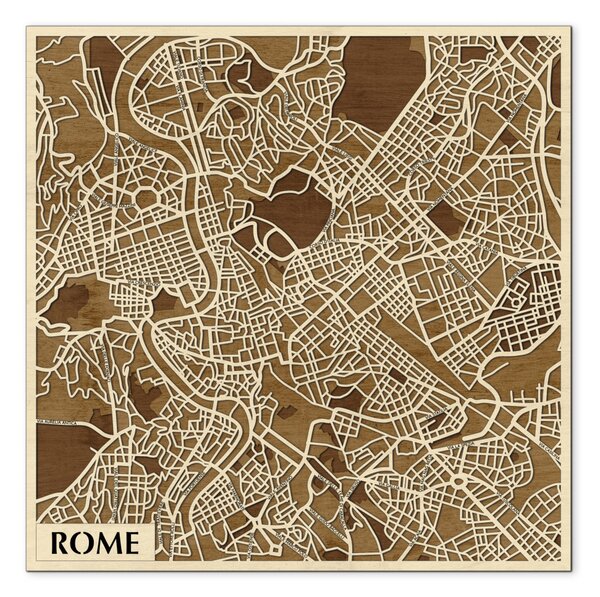 Róma – Roma 3D fa várostérkép fali dekoráció – Natura Products