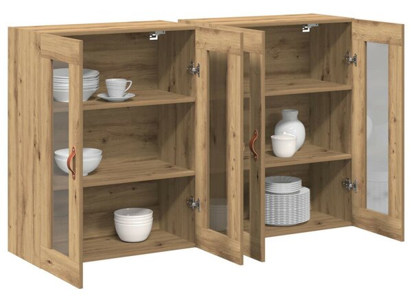 Fali Szekrények 2 db Művészi Tölgy 69,5x34x90 cm Mérnöki Fa