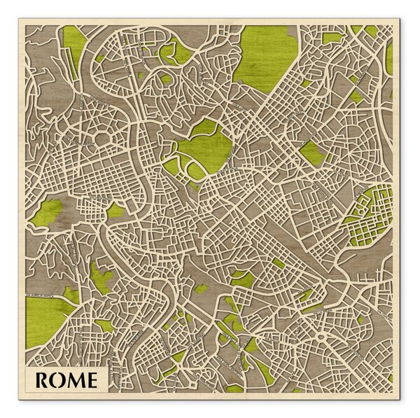 Róma – Roma 3D fa várostérkép fali dekoráció – Natura Products