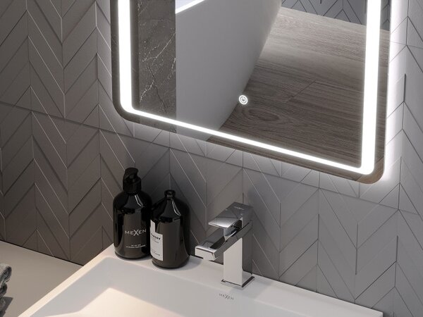 Mexen Zusa 80 x 60 cm-es fürdőszobai megvilágított tükör, LED 6000K, páramentes - 9808-080-060-611-00