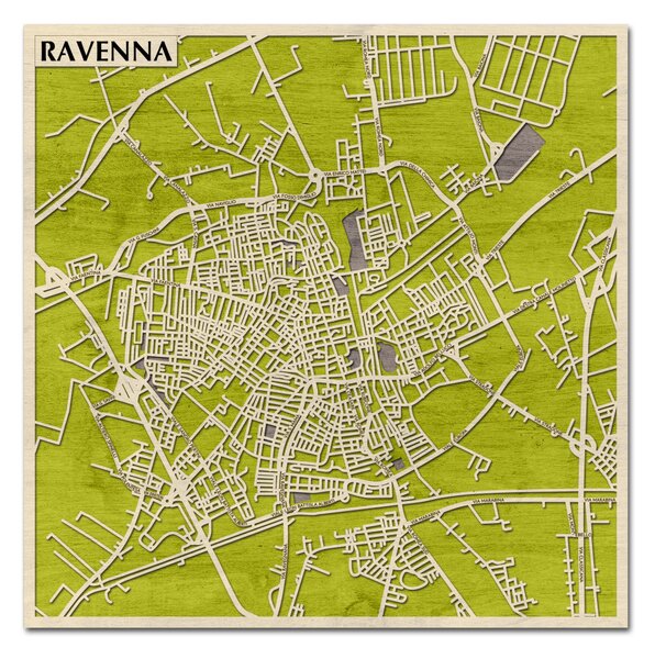 Ravenna 3D fa várostérkép fali dekoráció – Natura Products