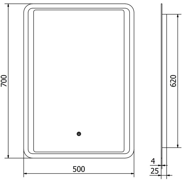 Mexen Zusa 50 x 70 cm-es, LED 6000K, páramentes fürdőszobai tükör - 9808-050-070-611-00
