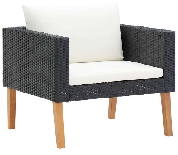 VidaXL Kerti Ülőgarnitúra - 3 részes - Fekete Polyrattan