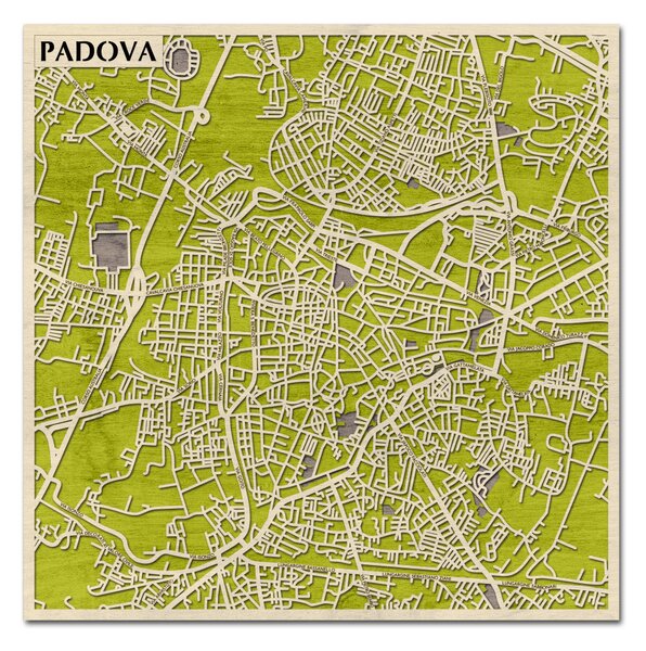 Padova – Pádua 3D fa várostérkép fali dekoráció – Natura Products