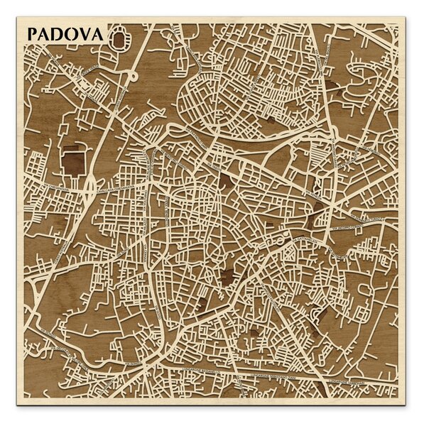 Padova – Pádua 3D fa várostérkép fali dekoráció – Natura Products